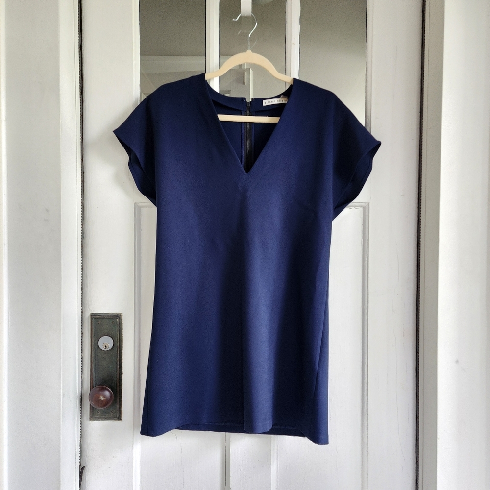 Alice + Olivia Navy Shift Mini Dress - Picture 1 of 9